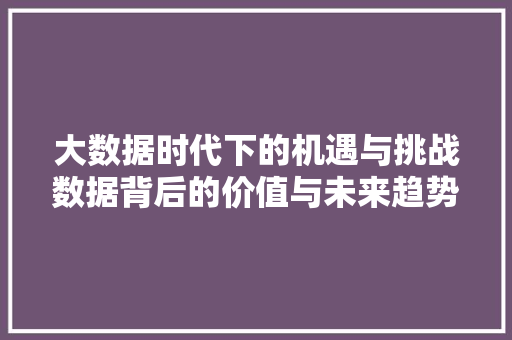 大数据时代下的机遇与挑战数据背后的价值与未来趋势  第1张