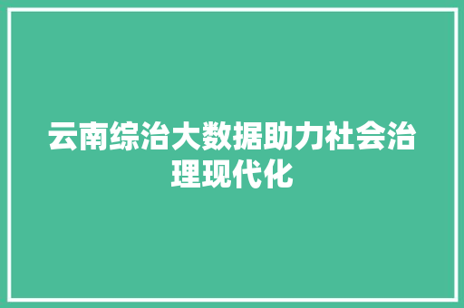 云南综治大数据助力社会治理现代化