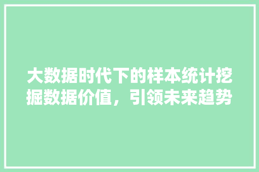 大数据时代下的样本统计挖掘数据价值，引领未来趋势