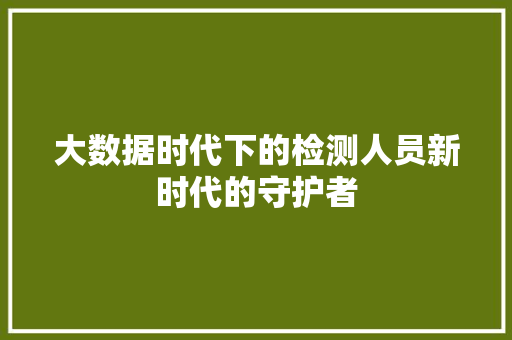 大数据时代下的检测人员新时代的守护者