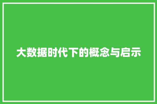大数据时代下的概念与启示  第1张
