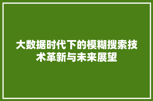 大数据时代下的模糊搜索技术革新与未来展望  第1张