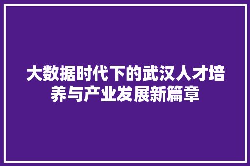大数据时代下的武汉人才培养与产业发展新篇章  第1张