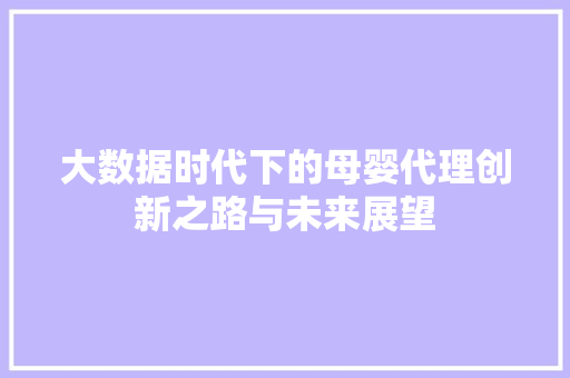 大数据时代下的母婴代理创新之路与未来展望  第1张