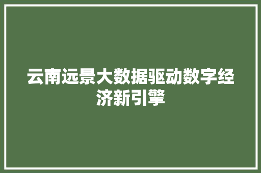 云南远景大数据驱动数字经济新引擎