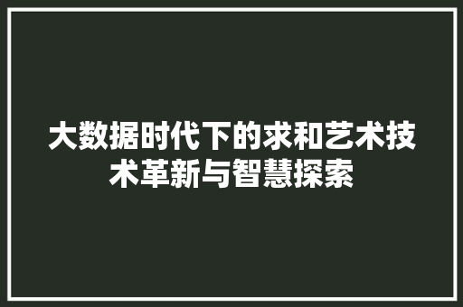 大数据时代下的求和艺术技术革新与智慧探索