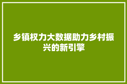 乡镇权力大数据助力乡村振兴的新引擎  第1张