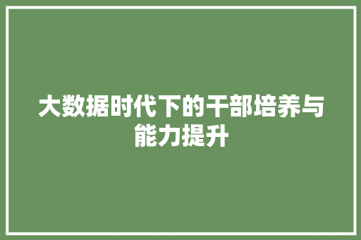 大数据时代下的干部培养与能力提升  第1张