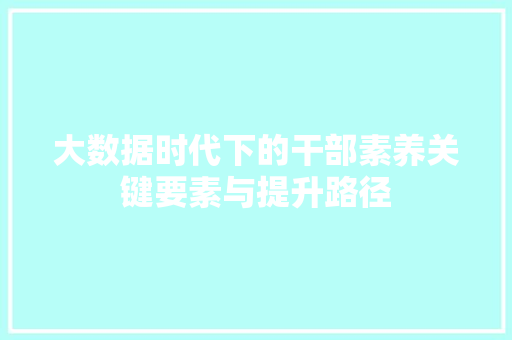 大数据时代下的干部素养关键要素与提升路径  第1张
