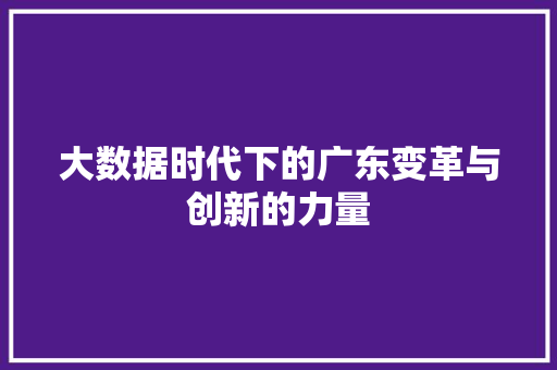 大数据时代下的广东变革与创新的力量  第1张