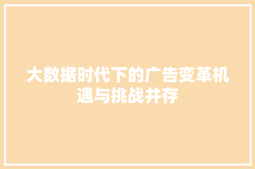 大数据时代下的广告变革机遇与挑战并存  第1张