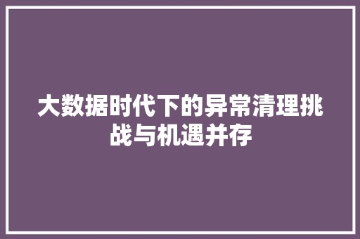 大数据时代下的异常清理挑战与机遇并存