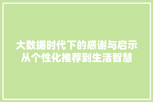 大数据时代下的感谢与启示从个性化推荐到生活智慧  第1张