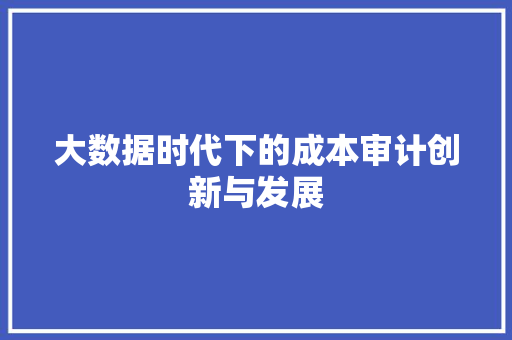 大数据时代下的成本审计创新与发展  第1张