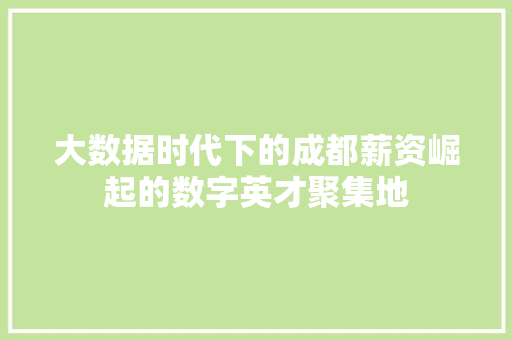 大数据时代下的成都薪资崛起的数字英才聚集地  第1张