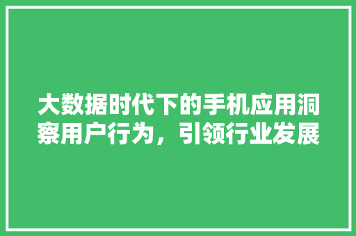 大数据时代下的手机应用洞察用户行为，引领行业发展  第1张