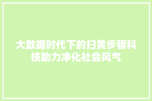 大数据时代下的扫黄步骤科技助力净化社会风气  第1张