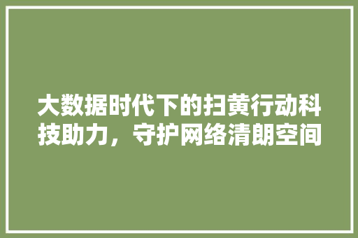 大数据时代下的扫黄行动科技助力，守护网络清朗空间  第1张