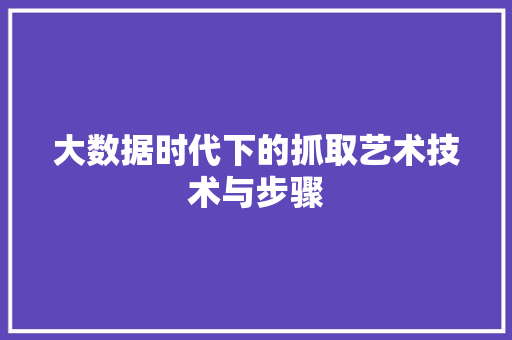 大数据时代下的抓取艺术技术与步骤  第1张