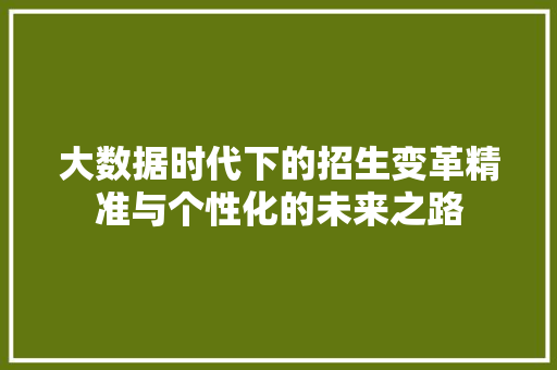 大数据时代下的招生变革精准与个性化的未来之路  第1张