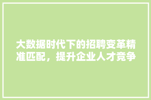 大数据时代下的招聘变革精准匹配，提升企业人才竞争力  第1张