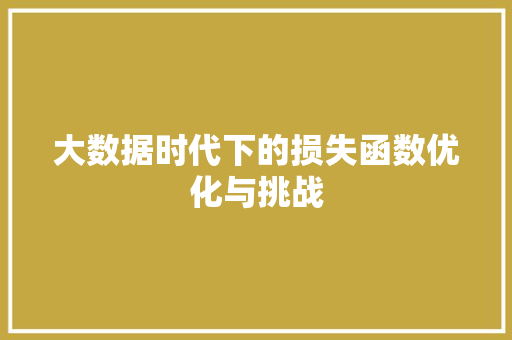 大数据时代下的损失函数优化与挑战  第1张