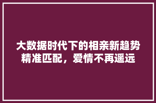 大数据时代下的相亲新趋势精准匹配，爱情不再遥远  第1张