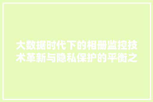 大数据时代下的相册监控技术革新与隐私保护的平衡之路
