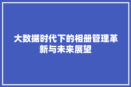 大数据时代下的相册管理革新与未来展望