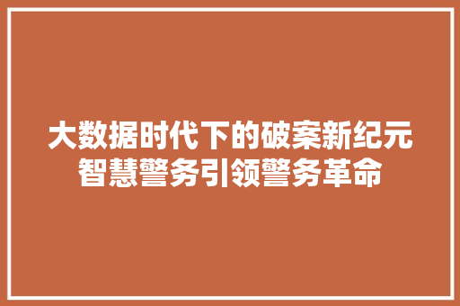 大数据时代下的破案新纪元智慧警务引领警务革命