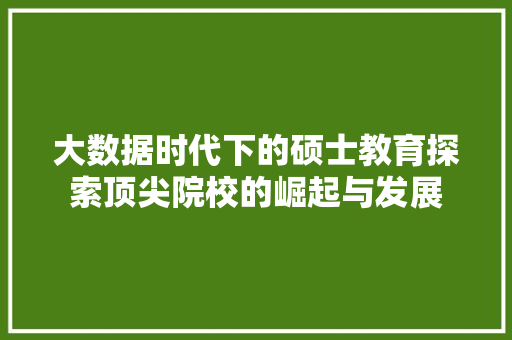 大数据时代下的硕士教育探索顶尖院校的崛起与发展
