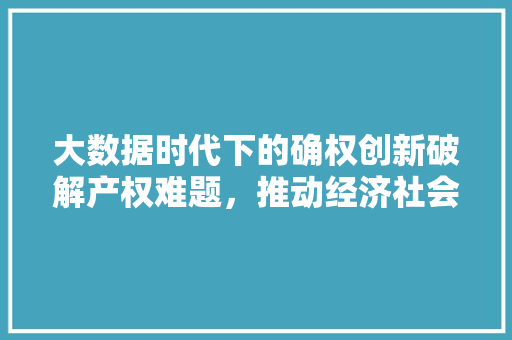 大数据时代下的确权创新破解产权难题，推动经济社会发展