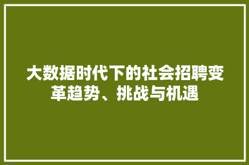 大数据时代下的社会招聘变革趋势、挑战与机遇