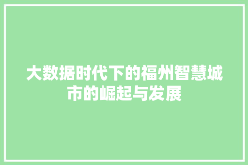 大数据时代下的福州智慧城市的崛起与发展  第1张