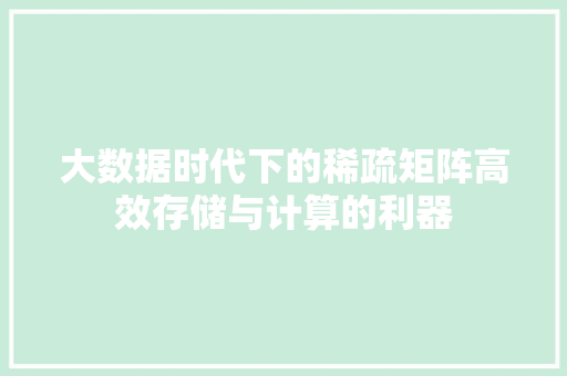 大数据时代下的稀疏矩阵高效存储与计算的利器