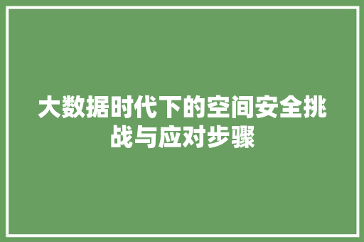 大数据时代下的空间安全挑战与应对步骤  第1张