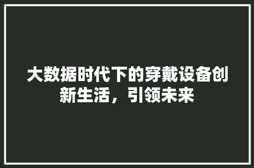 大数据时代下的穿戴设备创新生活，引领未来