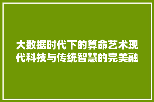 大数据时代下的算命艺术现代科技与传统智慧的完美融合