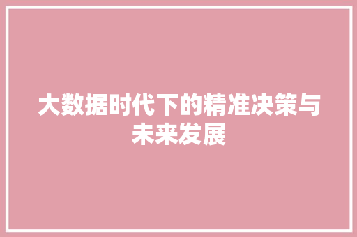 大数据时代下的精准决策与未来发展  第1张