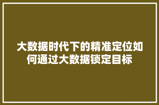 大数据时代下的精准定位如何通过大数据锁定目标  第1张