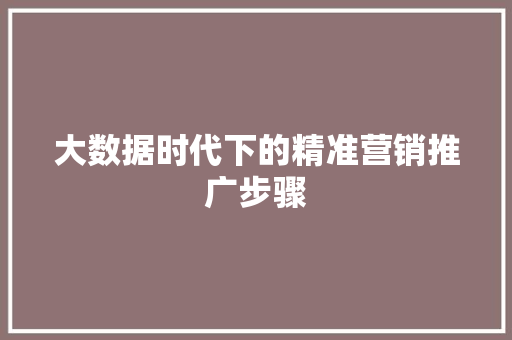大数据时代下的精准营销推广步骤  第1张
