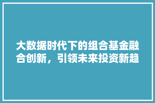 大数据时代下的组合基金融合创新，引领未来投资新趋势