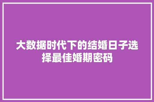 大数据时代下的结婚日子选择最佳婚期密码