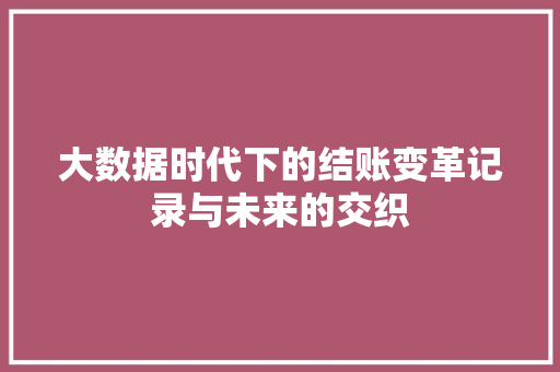 大数据时代下的结账变革记录与未来的交织