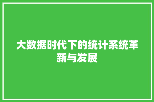 大数据时代下的统计系统革新与发展  第1张