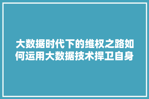 大数据时代下的维权之路如何运用大数据技术捍卫自身权益