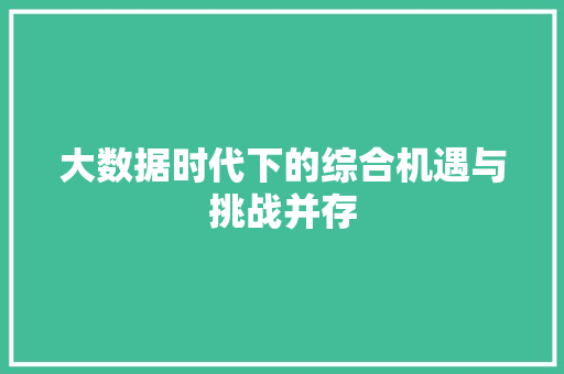 大数据时代下的综合机遇与挑战并存