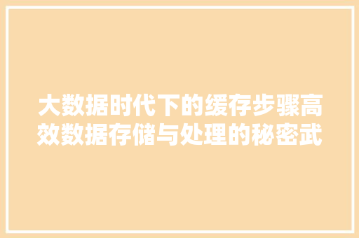 大数据时代下的缓存步骤高效数据存储与处理的秘密武器  第1张