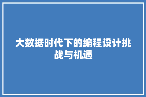 大数据时代下的编程设计挑战与机遇  第1张