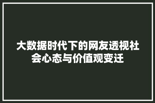 大数据时代下的网友透视社会心态与价值观变迁